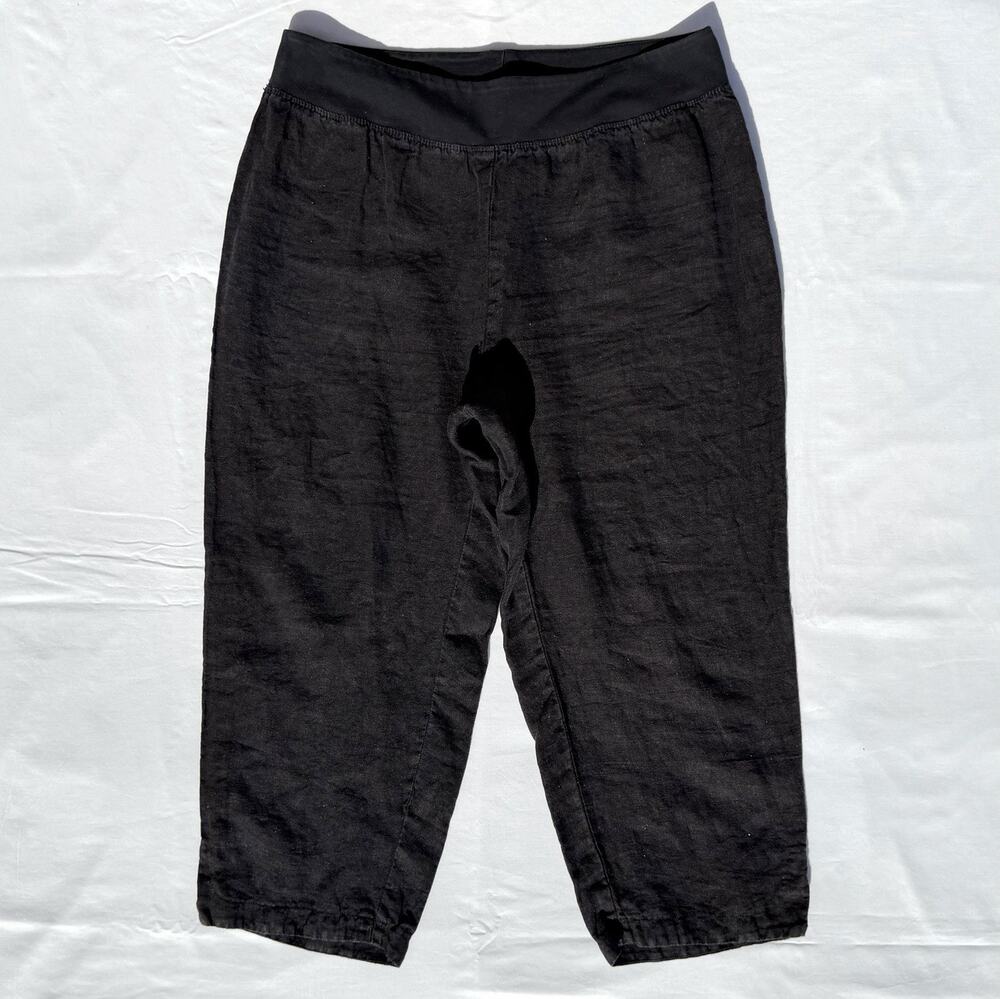 Cut Loose Linen Crop Pants Womens XL Black